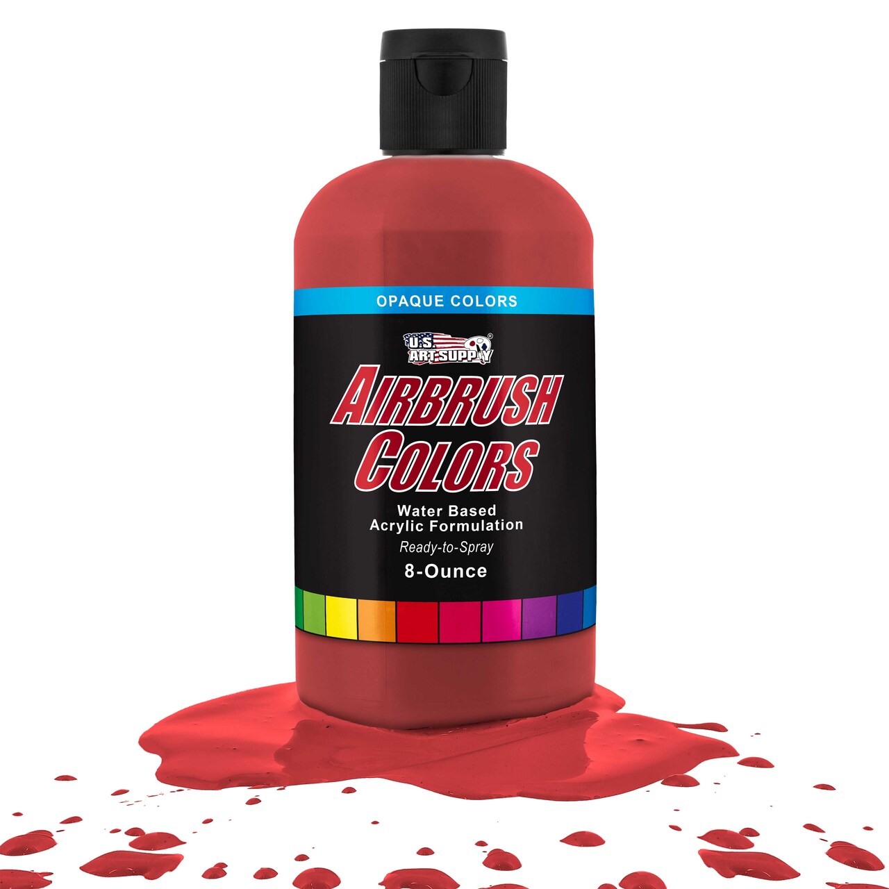 U.S. Art Supply Opaque Bright Red Acrylic Special Effects Airbrush Paint - 8oz Ready to Spray Air Brush Paint for Nails, Models, Fabric - Water-Based Air Brush Painting